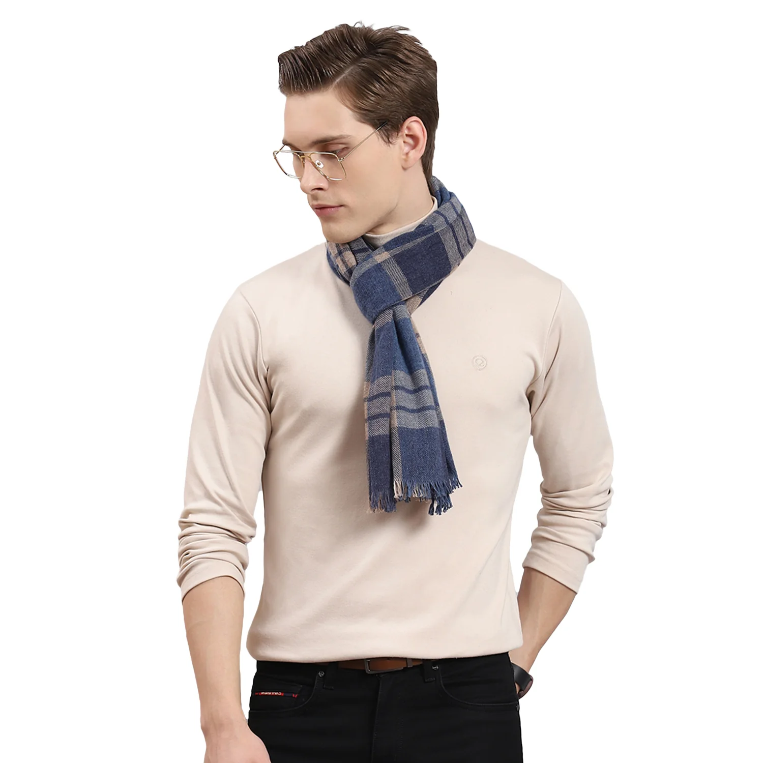 Men Blue Check Muffler - Image 6