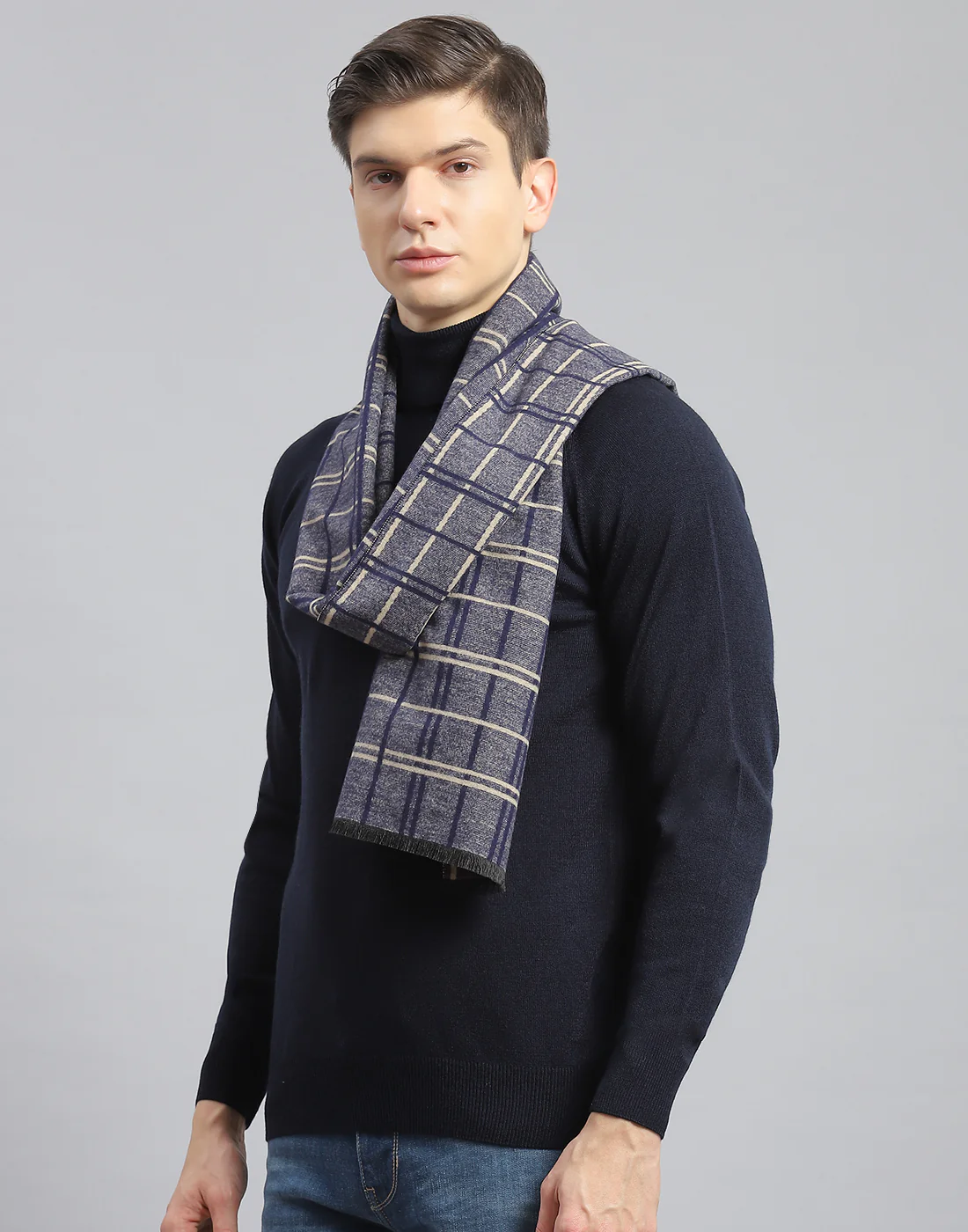 Men Blue Check Muffler - Image 3