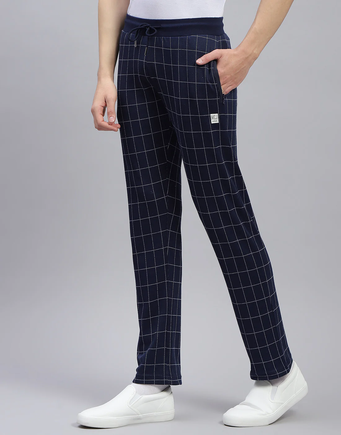 Men Blue Check Regular Fit Lower - Image 4