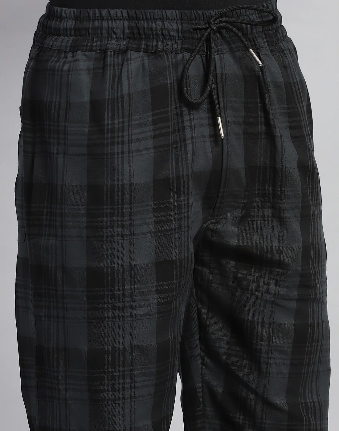Men Blue Check Regular Fit Lower - Image 6