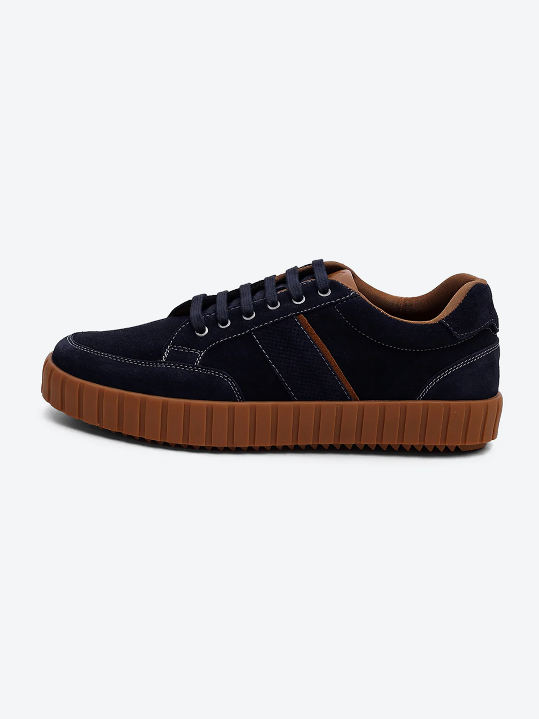 Men Blue Lace Up Genuine Leather Sneaker - Image 4