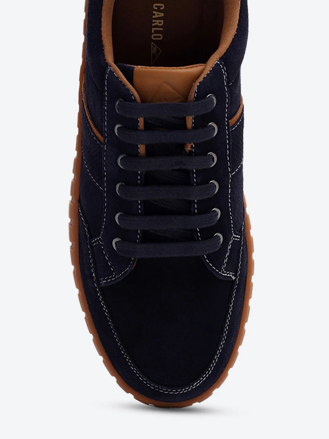 Men Blue Lace Up Genuine Leather Sneaker - Image 7