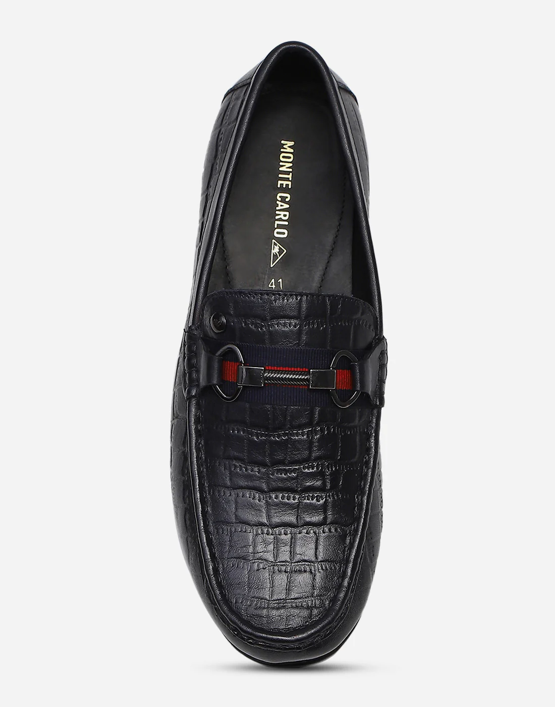 Men Navy Blue Slip on Genuine Leather Loafers - Image 5