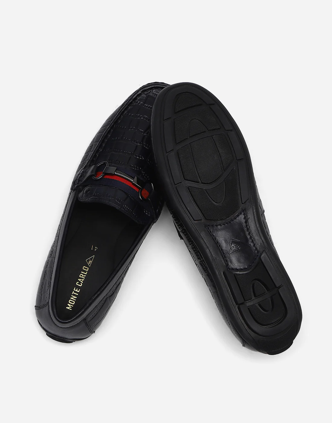Men Navy Blue Slip on Genuine Leather Loafers - Image 6