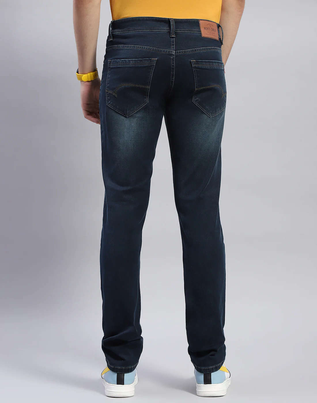 Men Blue Light Wash Narrow Fit Denim - Image 5
