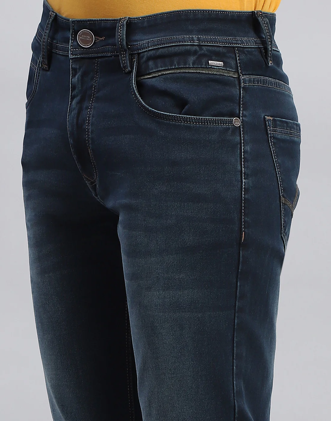 Men Blue Light Wash Narrow Fit Denim - Image 6