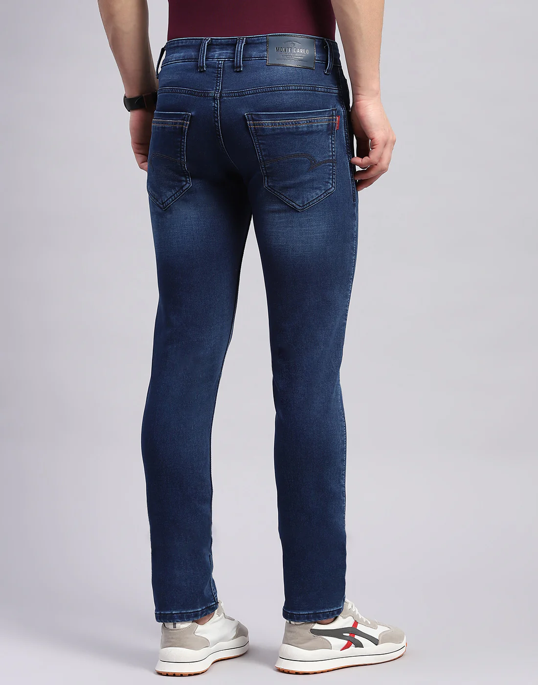Men Blue Light Wash Narrow Fit Denim - Image 5