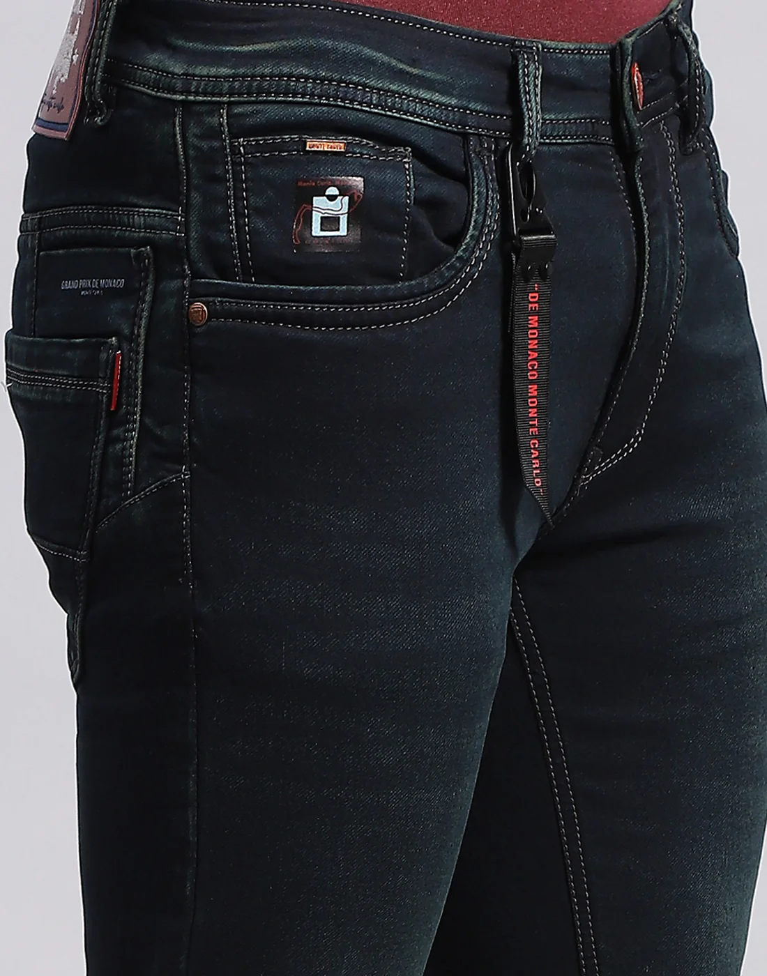Men Blue Light Wash Narrow Fit Denim - Image 6