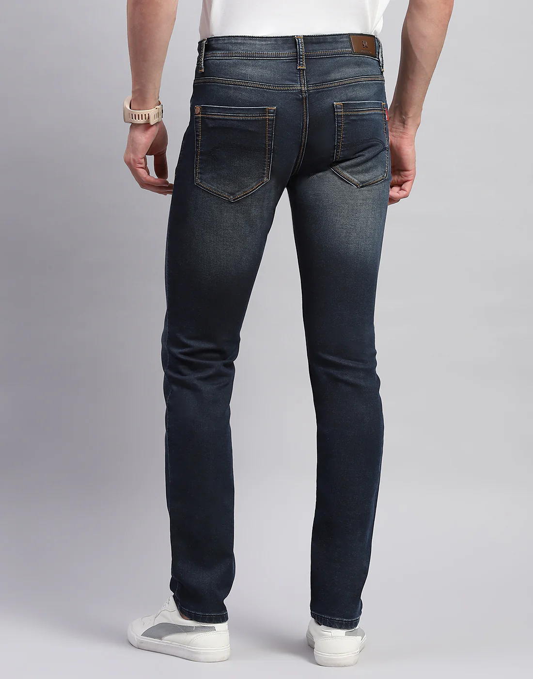 Men Blue Light Wash Narrow Fit Denim - Image 5