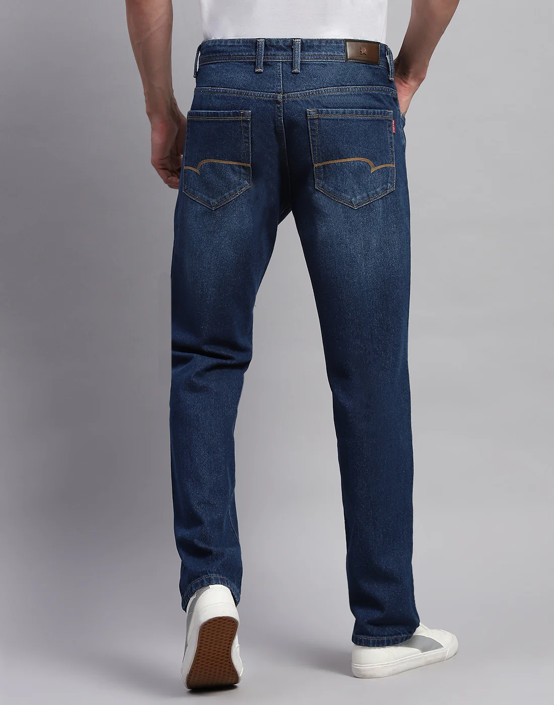 Men Blue Light Wash Regular Fit Denim - Image 5