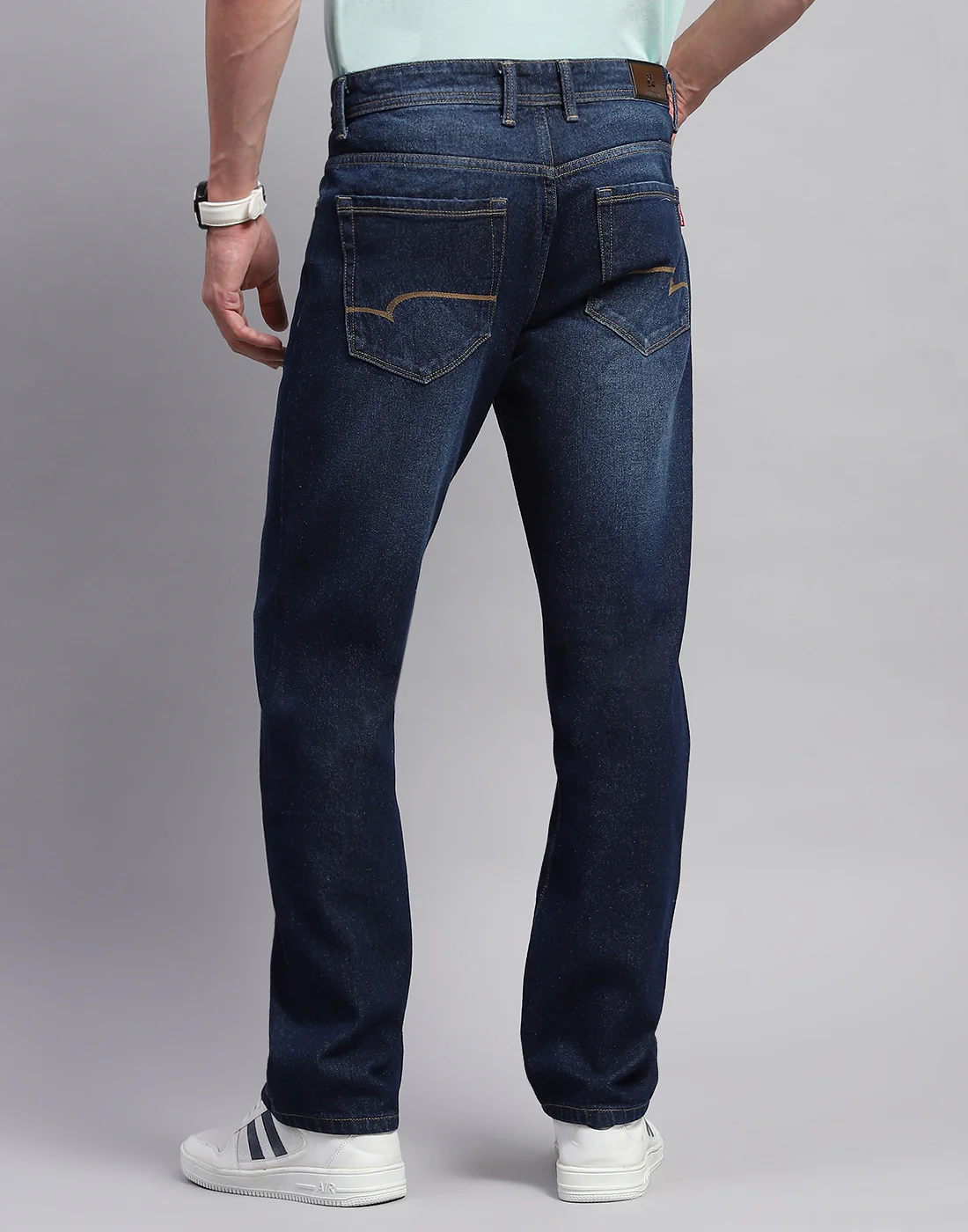 Men Blue Light Wash Regular Fit Denim - Image 5
