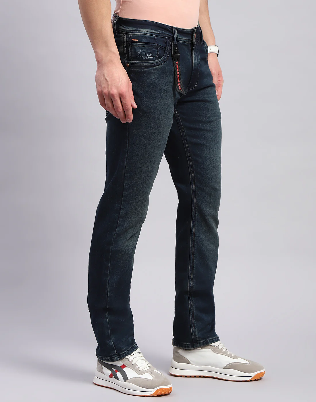 Men Blue Light Wash Regular Fit Denim - Image 4