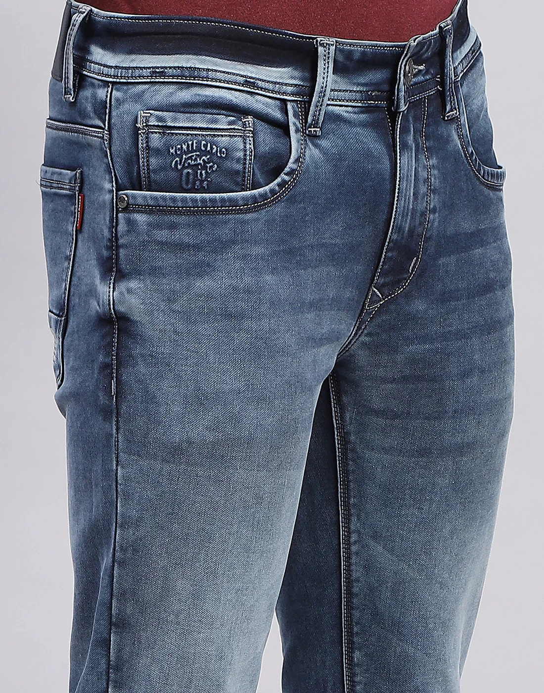 Men Blue Light Wash Skinny Fit Denim - Image 6