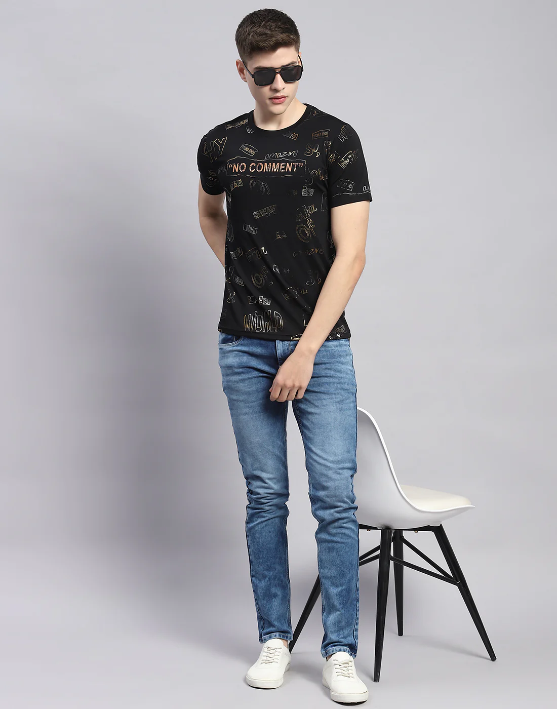 Men Blue Light Wash Skinny Fit Denim - Image 2