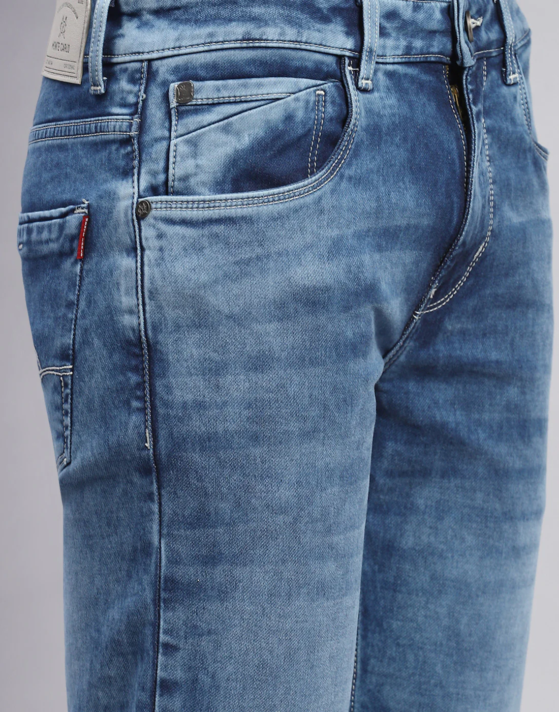 Men Blue Light Wash Skinny Fit Denim - Image 6