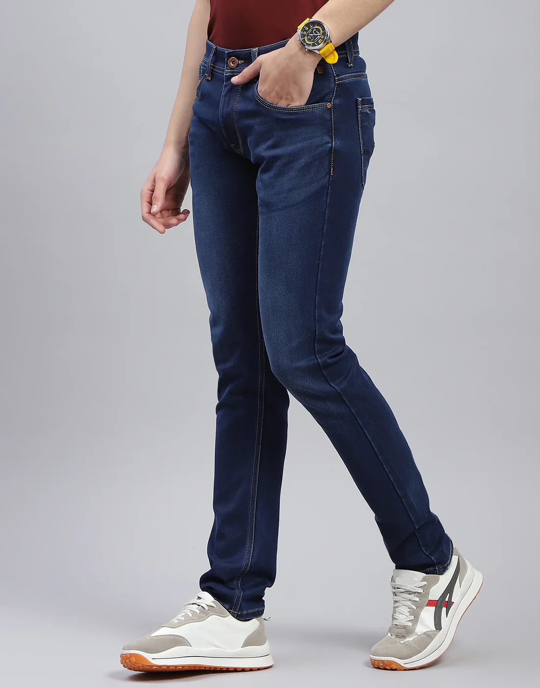Men Blue Light Wash Skinny Fit Denim - Image 3