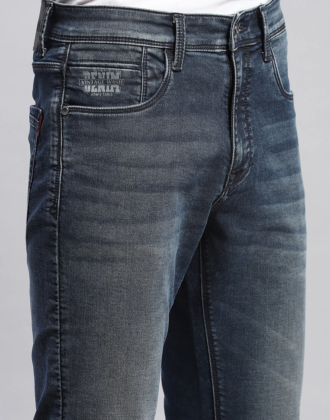 Men Blue Light Wash Straight Fit Denim - Image 6