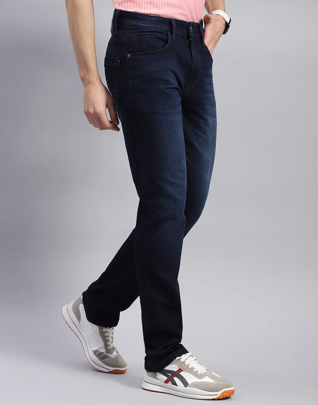 Men Blue Light Wash Straight Fit Denim - Image 4