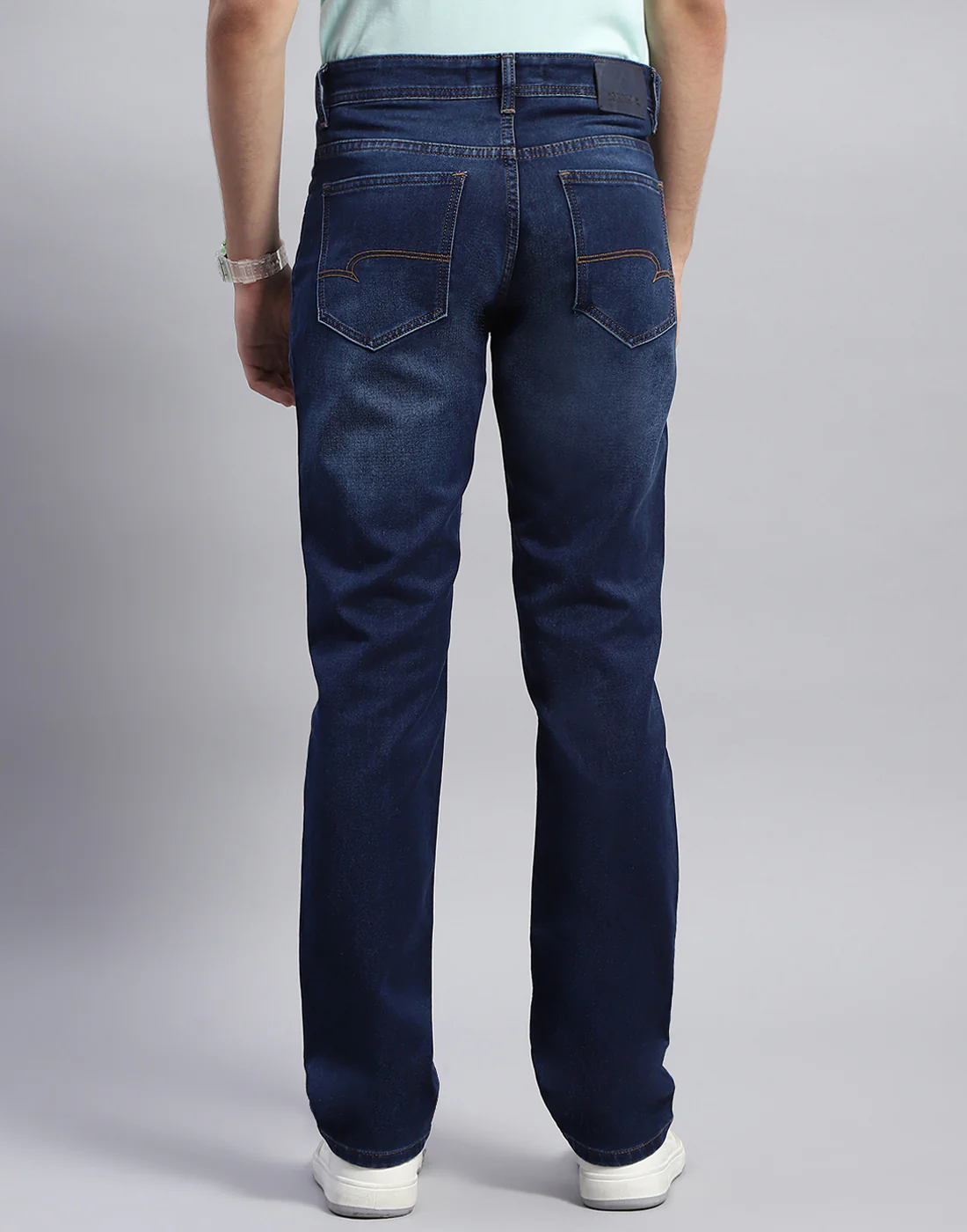 Men Blue Light Wash Straight Fit Denim - Image 5
