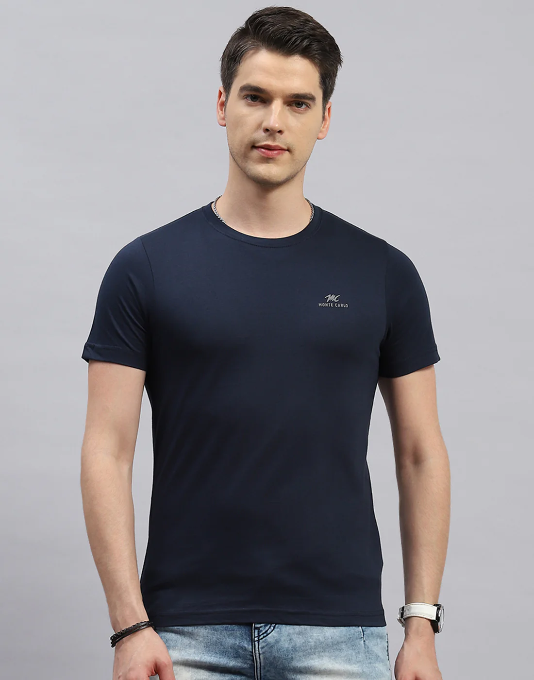 Men Blue, Navy Blue & Teal Blue Solid Round Neck Half Sleeve T-Shirt (Pack of 3) - Image 3
