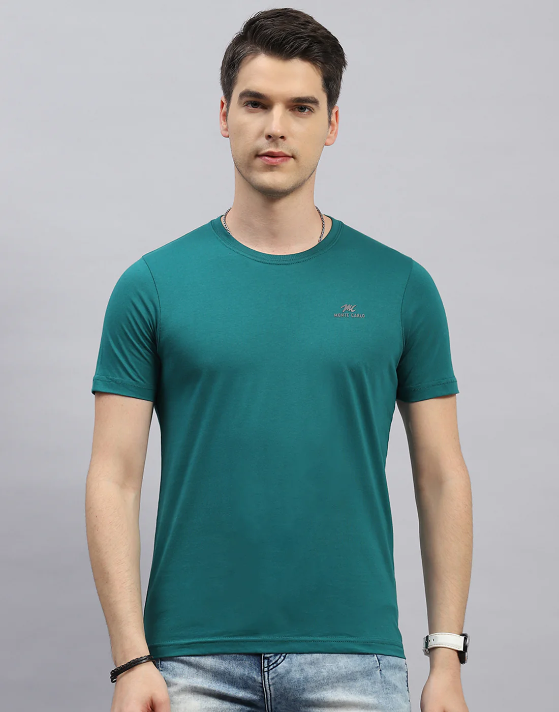 Men Blue, Navy Blue & Teal Blue Solid Round Neck Half Sleeve T-Shirt (Pack of 3) - Image 7