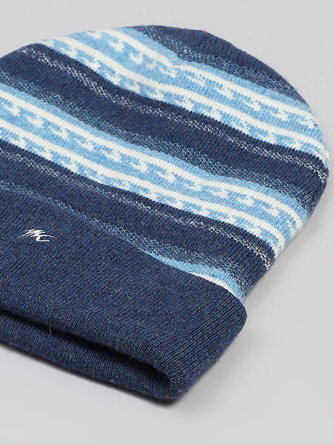 Men Blue Printed Blend Wool Cap - Image 7