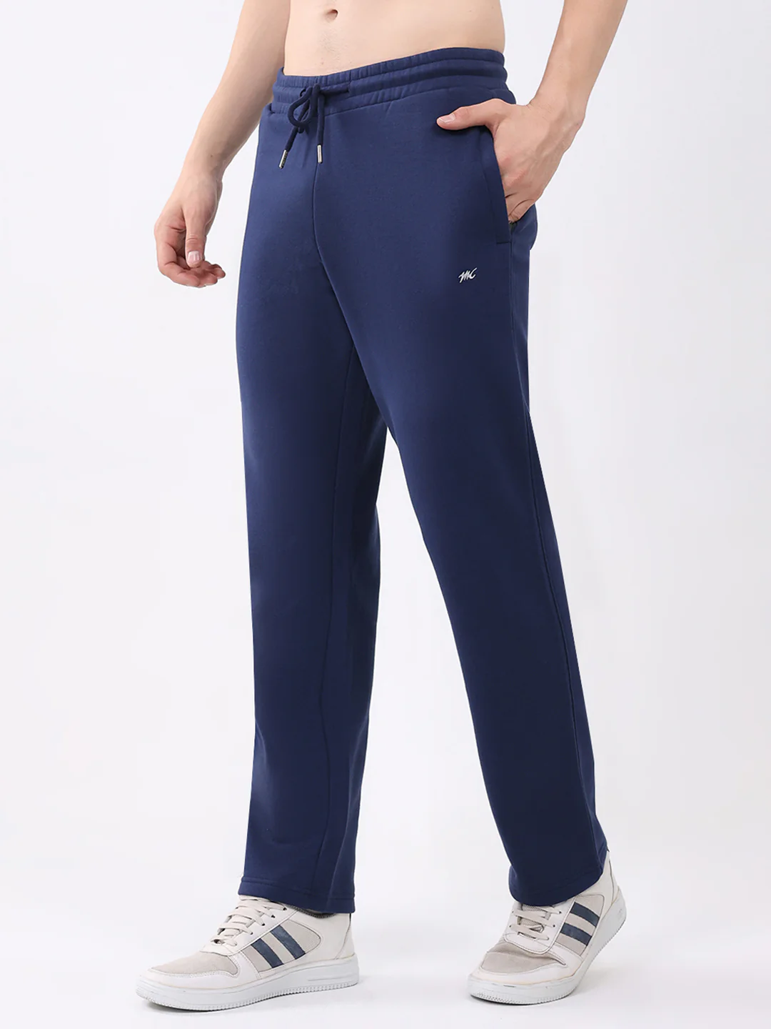 Men Blue Printed Collar Full Sleeve Winter Tracksuit - Image 7
