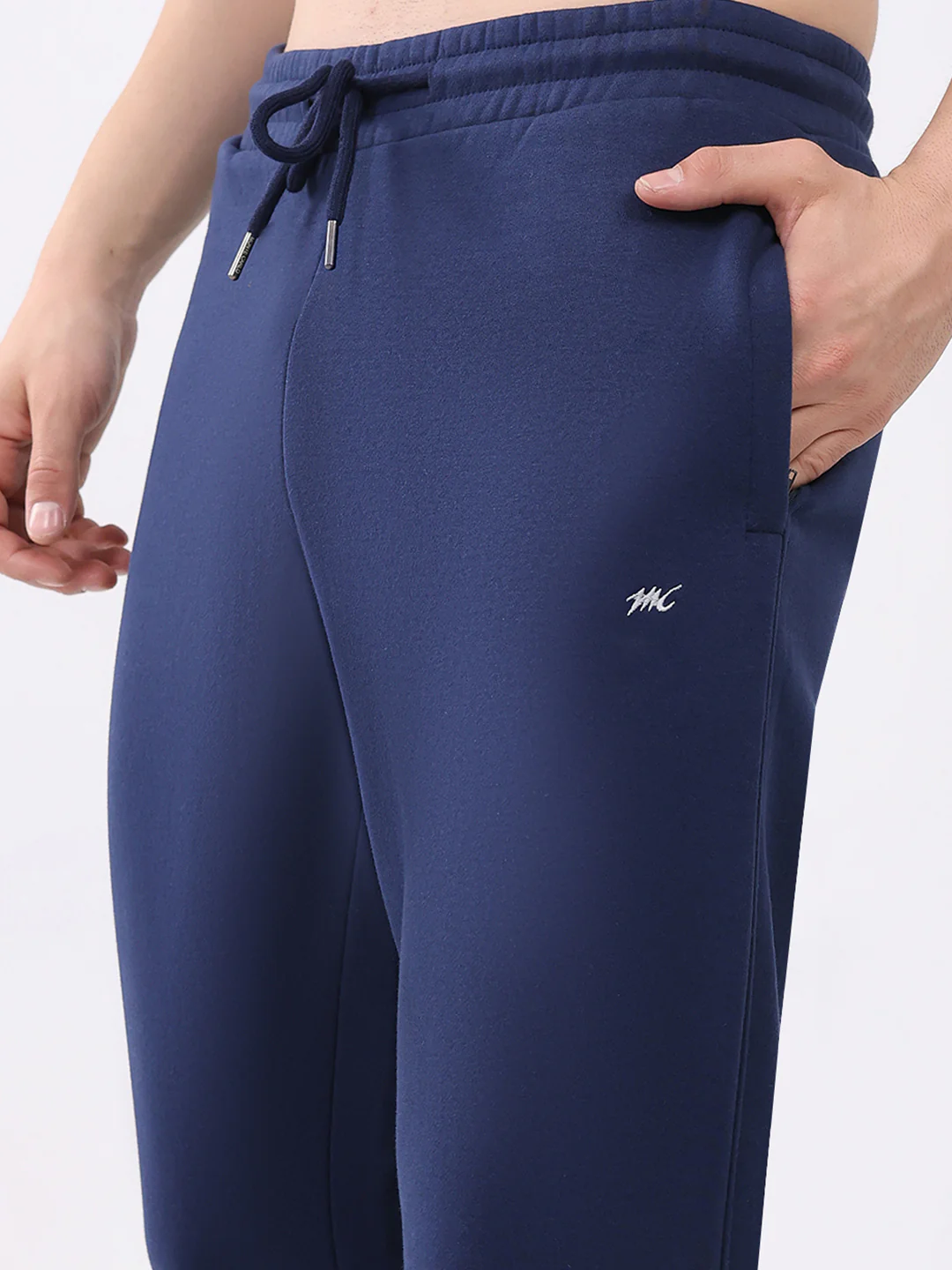 Men Blue Printed Collar Full Sleeve Winter Tracksuit - Image 8