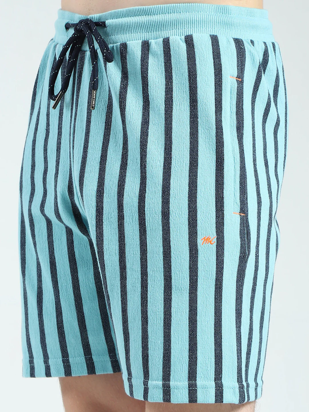 Men Blue Printed Collar Half Sleeve Bermuda Set - Image 8