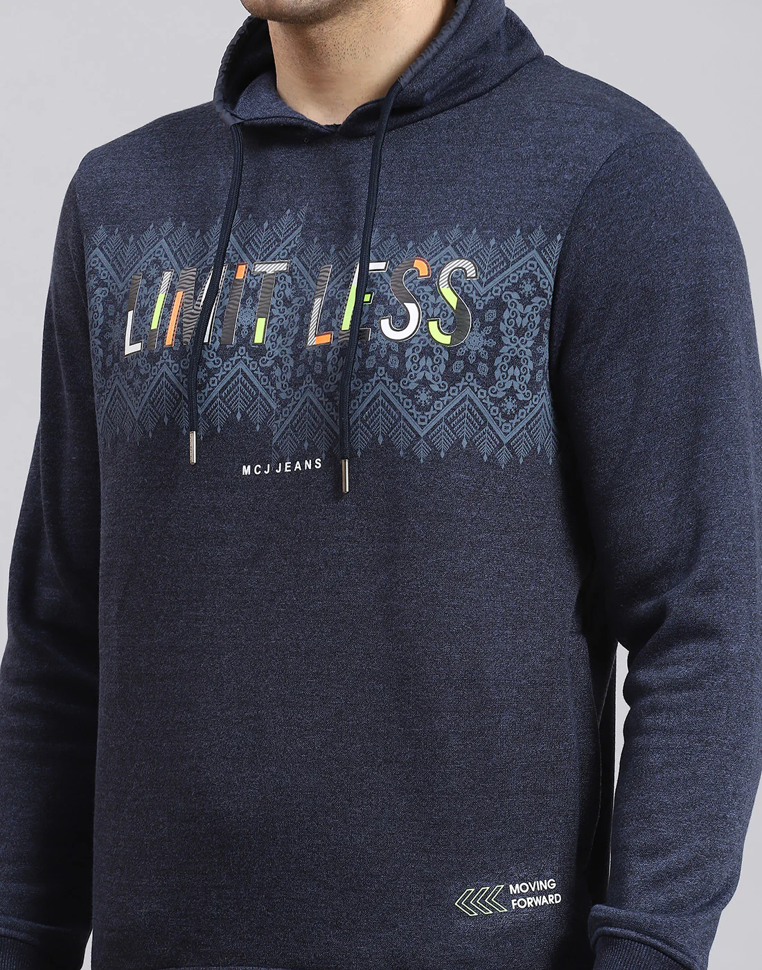 Men Blue Printed F Neck Full Sleeve Sweatshirt - Image 7