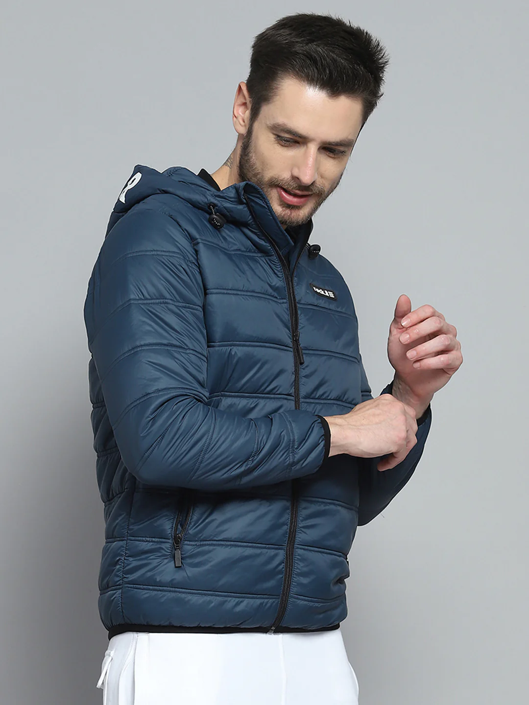 Rock.it Men Blue Printed Hooded Full Sleeve Jacket - Image 4