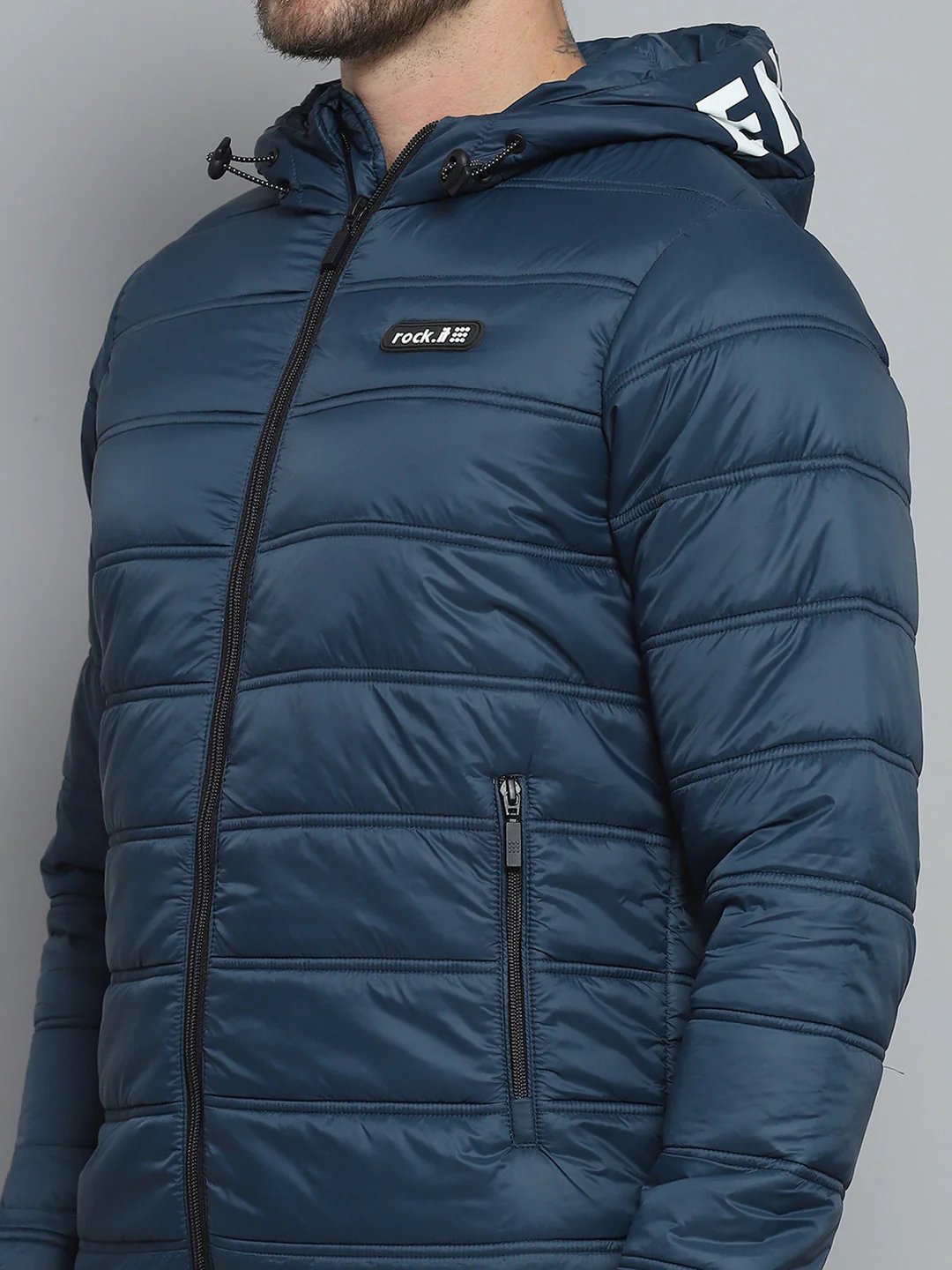 Rock.it Men Blue Printed Hooded Full Sleeve Jacket - Image 7