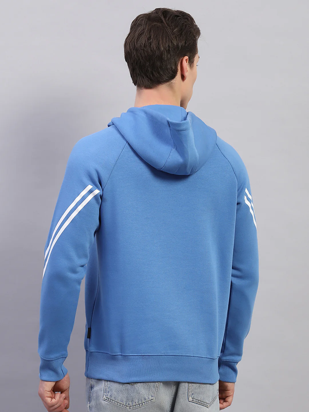 Rock.it Men Blue Printed Hooded Full Sleeve Sweatshirt - Image 4
