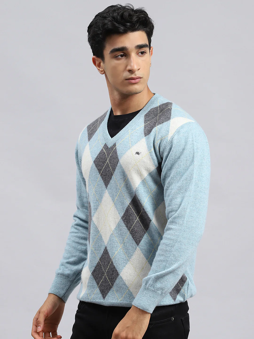 Men Blue Printed Pullover - Image 4