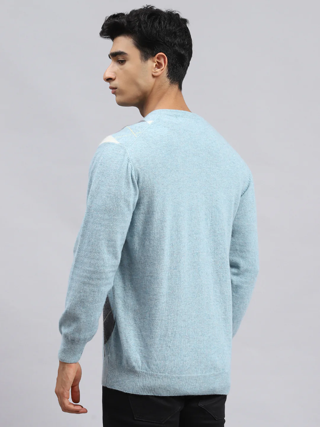 Men Blue Printed Pullover - Image 5