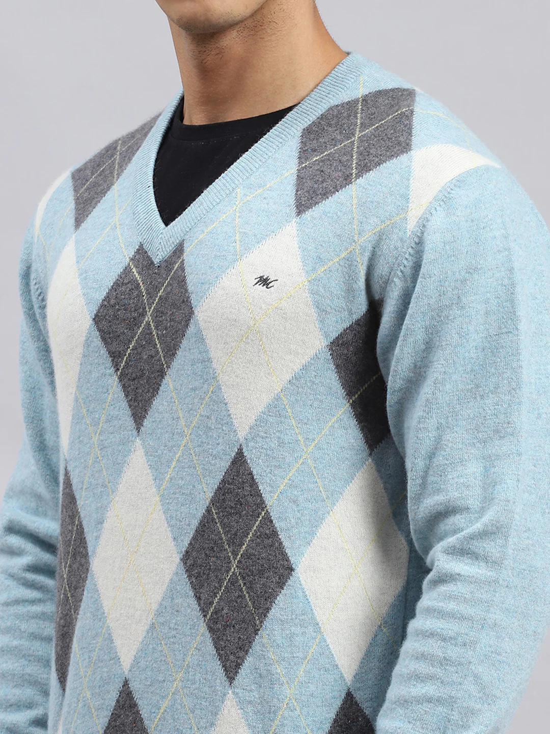 Men Blue Printed Pullover - Image 6