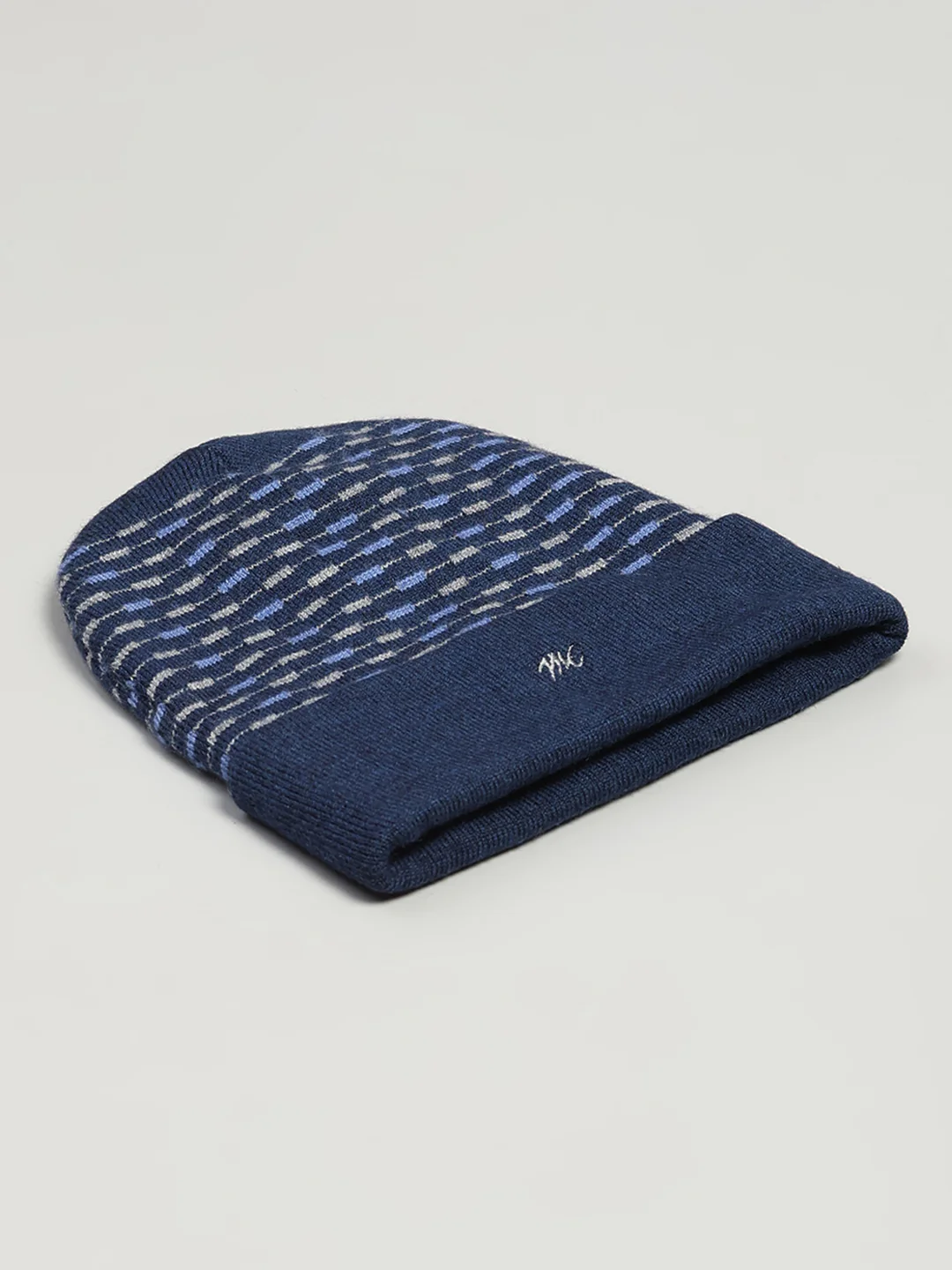 Men Blue Printed Pure Wool Cap - Image 6