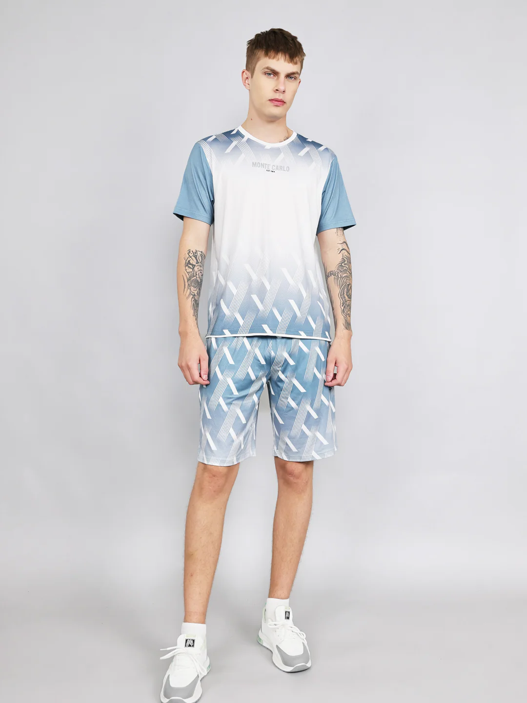 Men Blue Printed Regular Fit Bermuda Set - Image 3