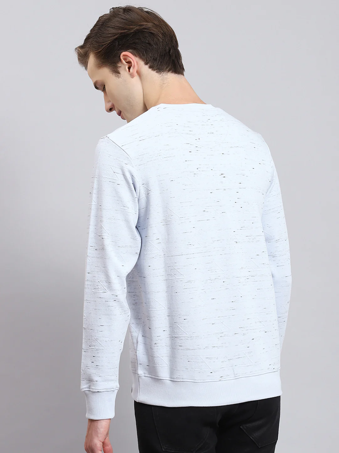 Men Blue Printed Round Neck Full Sleeve Sweatshirt - Image 7