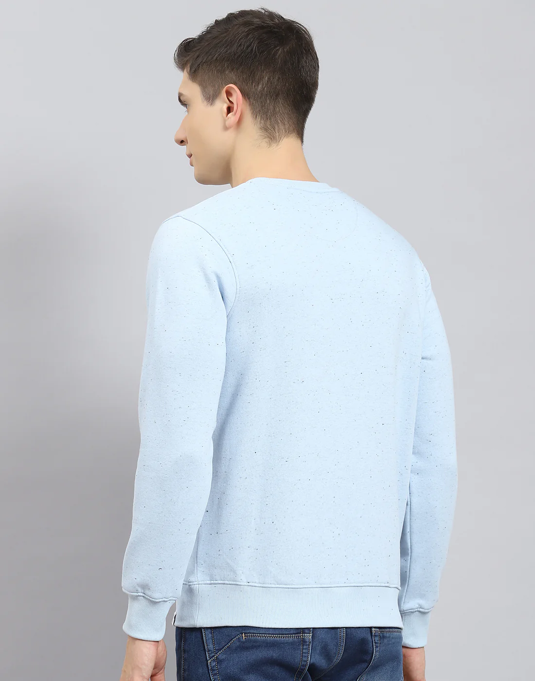Men Blue Printed Round Neck Full Sleeve Sweatshirt - Image 7