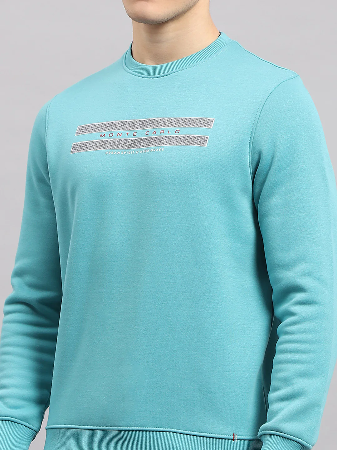 Men Blue Printed Round Neck Full Sleeve Sweatshirt - Image 7