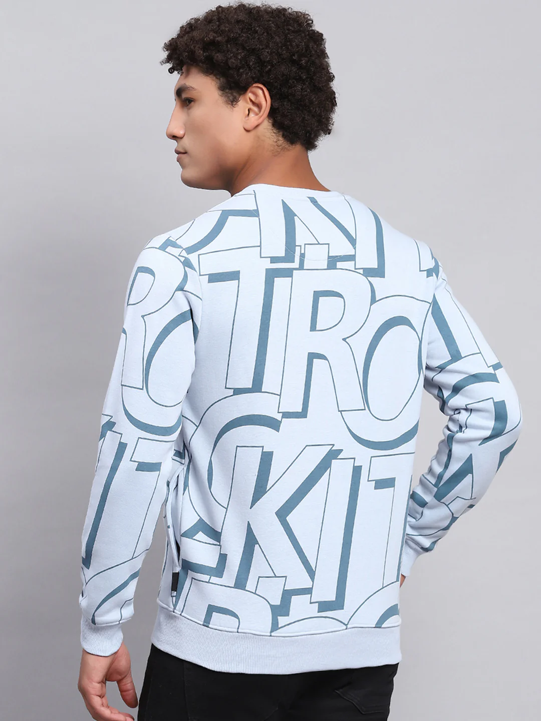 Rock.it Men Blue Printed Round Neck Full Sleeve Sweatshirt - Image 5