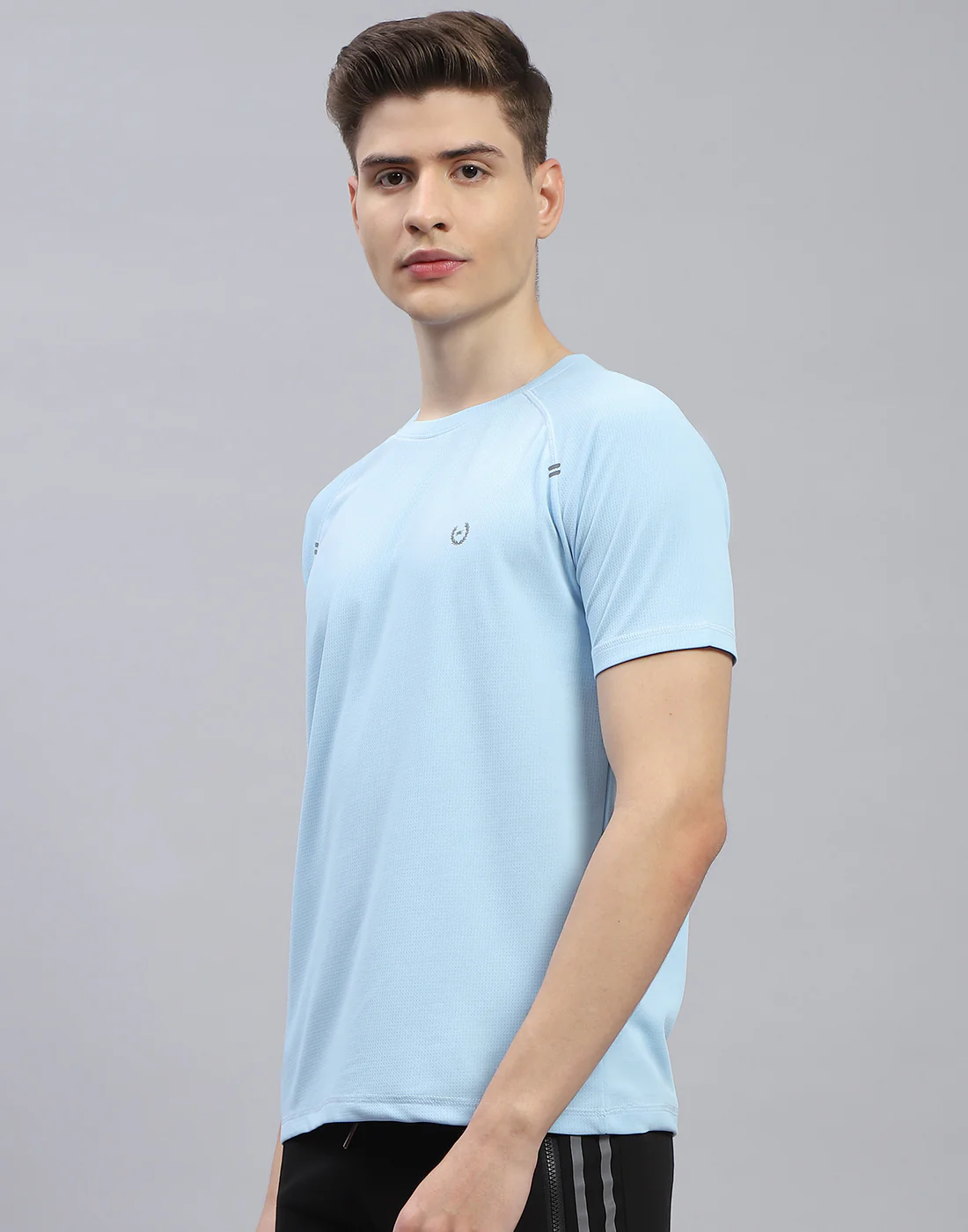 Men Blue Printed Round Neck Half Sleeve T-Shirt - Image 4