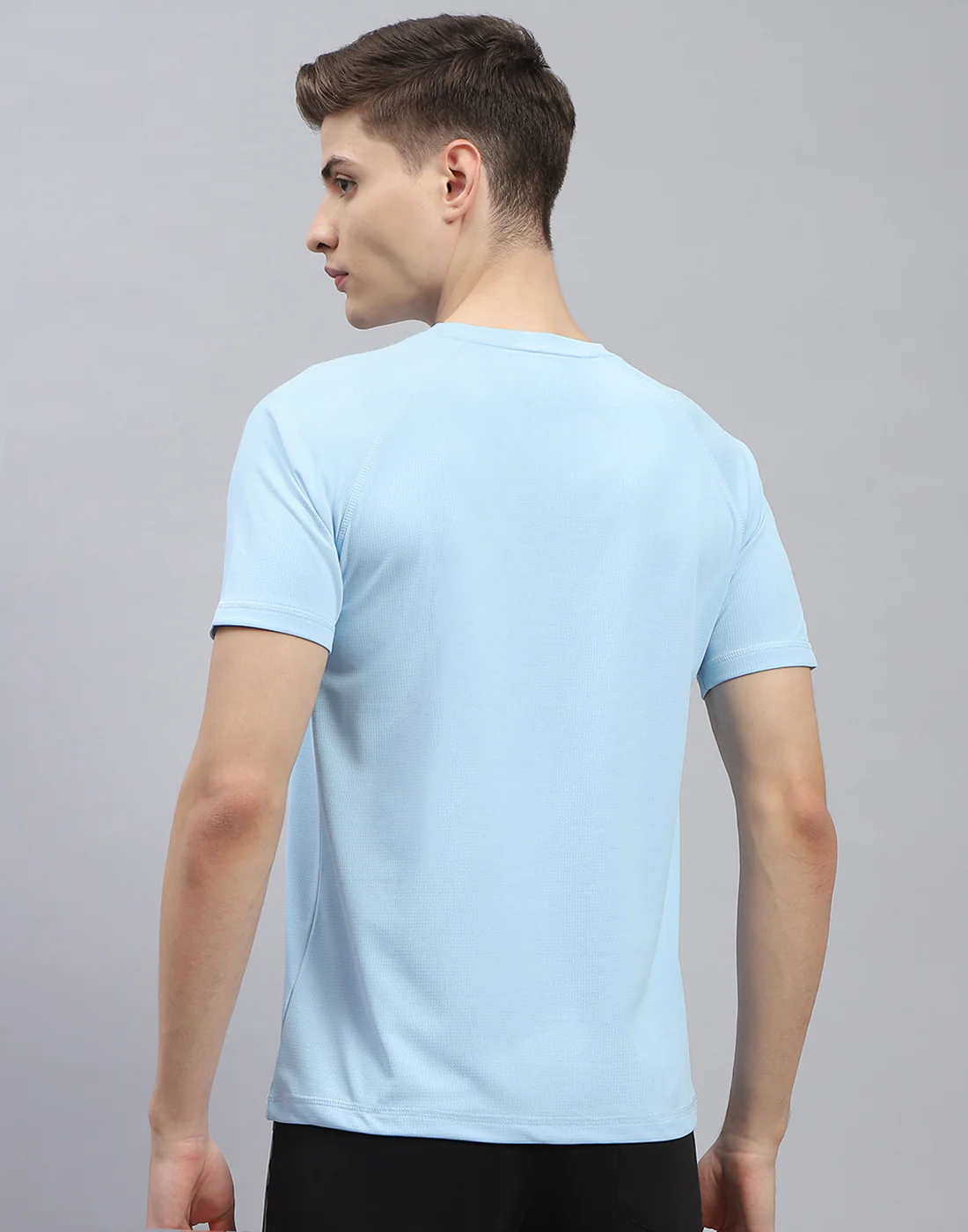 Men Blue Printed Round Neck Half Sleeve T-Shirt - Image 6
