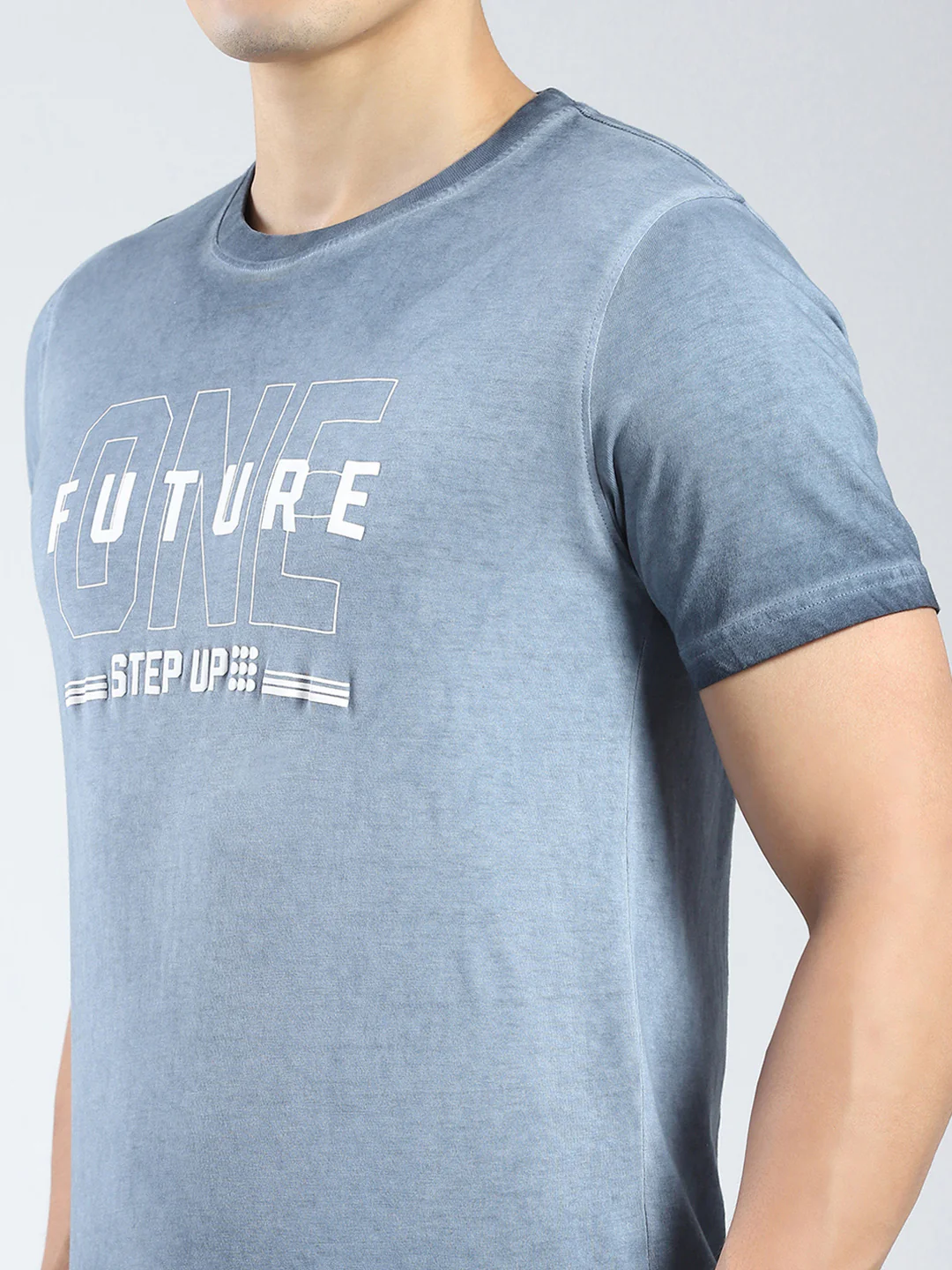 Rock.it Men Blue Printed Round Neck Half Sleeve T-Shirt - Image 6