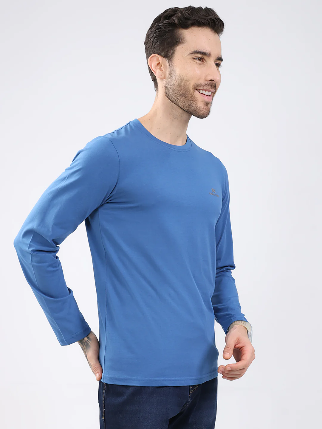 Men Blue & Red Solid Round Neck Full Sleeve T-Shirt (Pack of 2) - Image 5