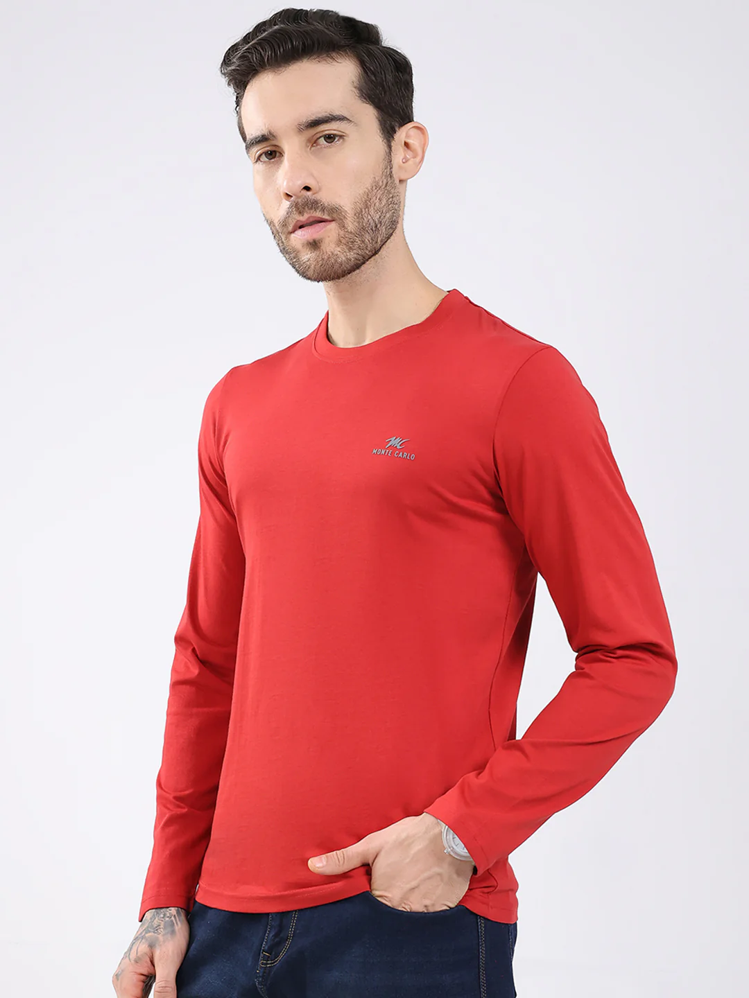 Men Blue & Red Solid Round Neck Full Sleeve T-Shirt (Pack of 2) - Image 8