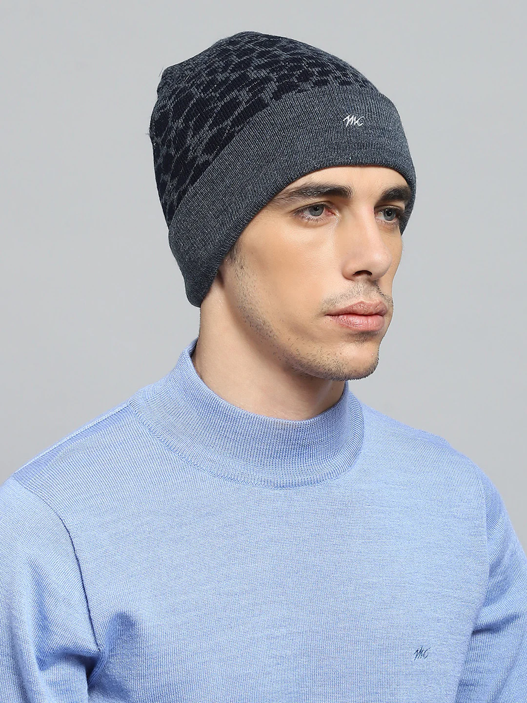 Men Blue Self Design Cap - Image 4