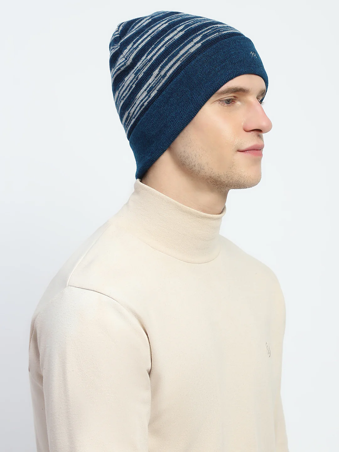 Men Blue Self Design Cap - Image 4