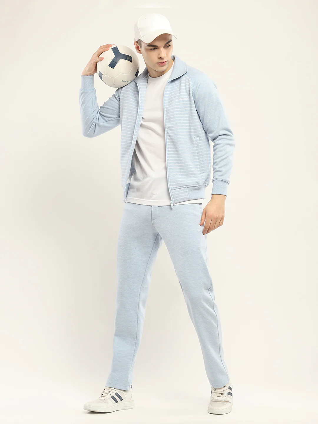 Men Blue Self Design Collar Full Sleeve Winter Tracksuit - Image 2